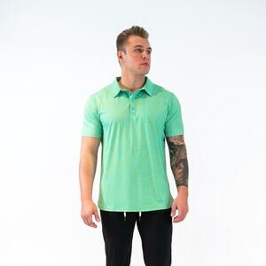 NWT Pillar Athletics Liam Polo XXXL Performance Golf Polo Topo Print Blue Green